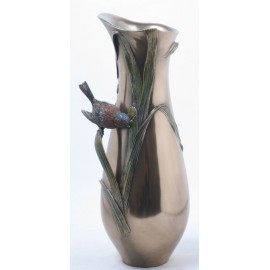A vase with a bird
