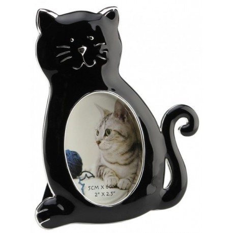 Picture frame with cat - black